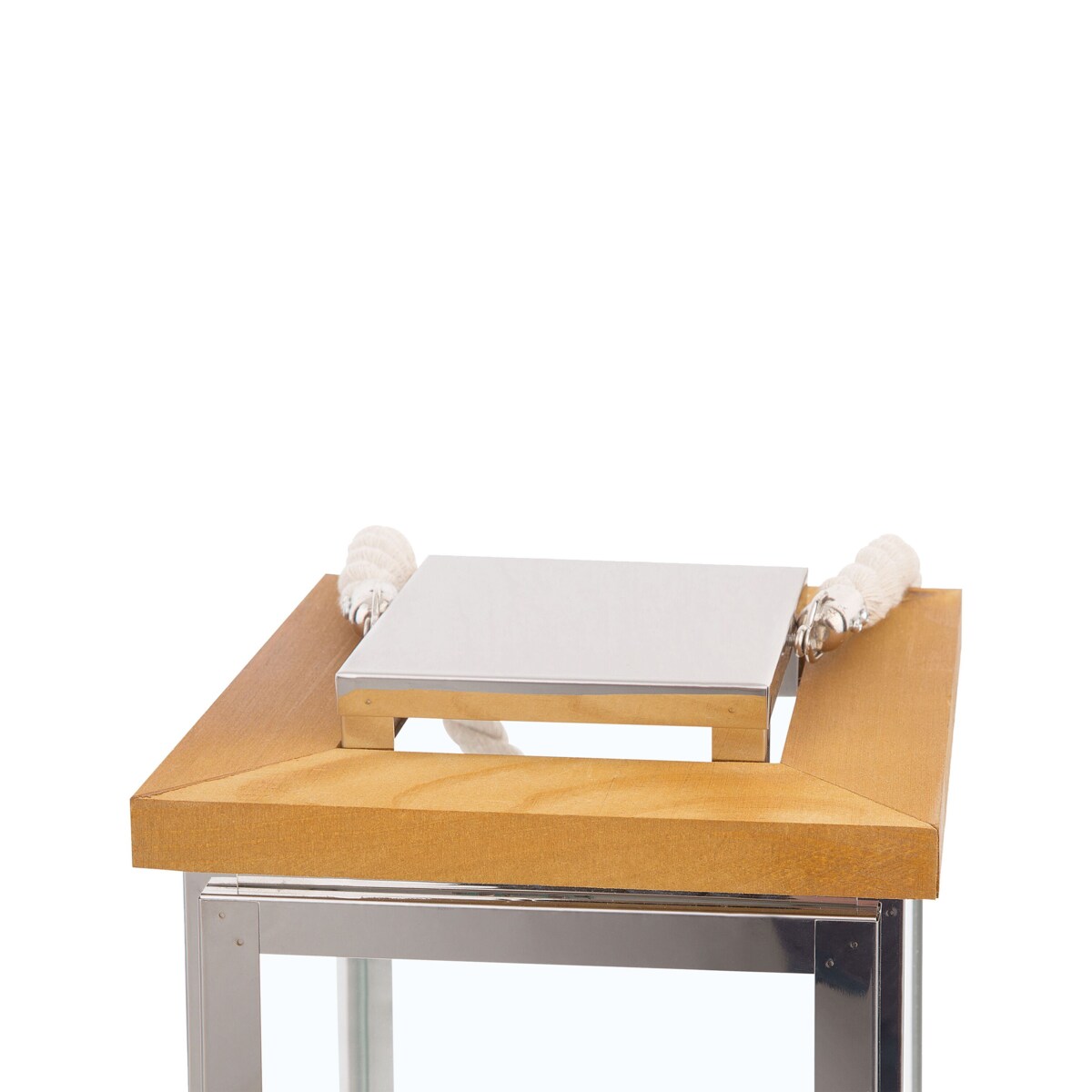 Lampion szklany 41 cm srebrny BORNEO