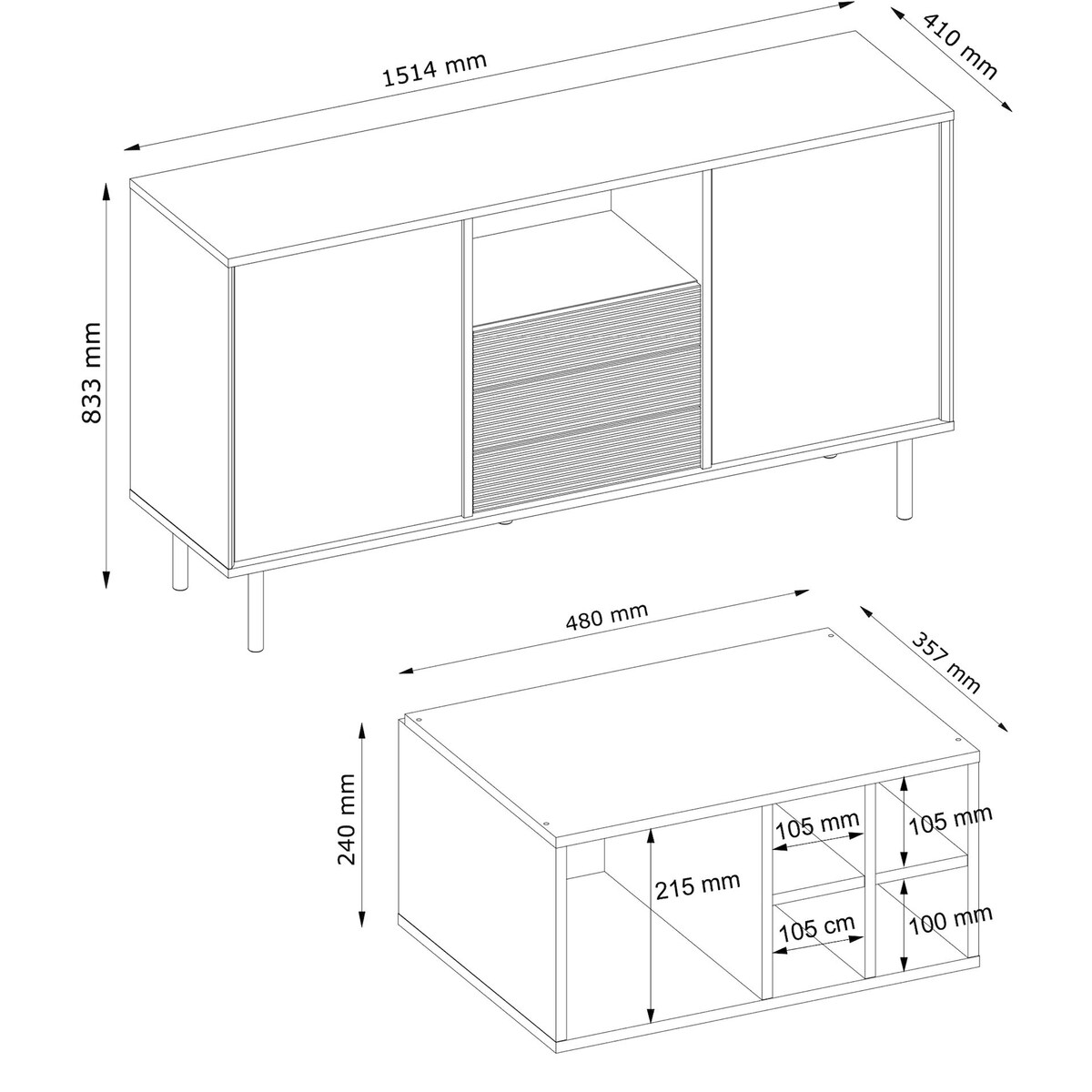 KONSIMO LOFTY Komoda loftowa na wysokich nóżkach