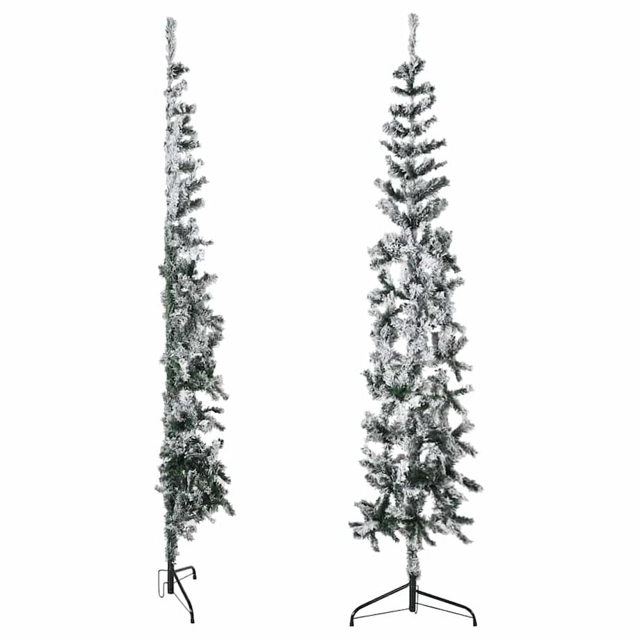 vidaXL Smukła choinka połówka, sztuczna, ośnieżona, 240 cm