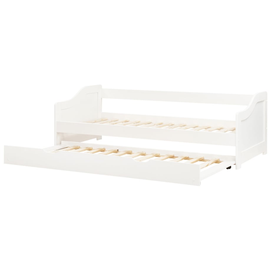 Łóżko wysuwane drewniane 90 x 200 cm białe LUNERAY