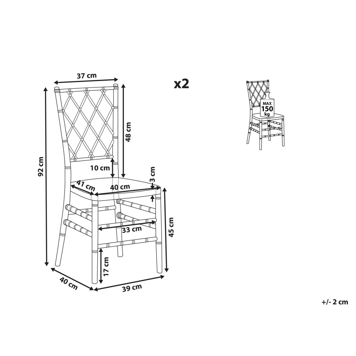 Zestaw 2 krzeseł do jadalni przezroczysty CLARION