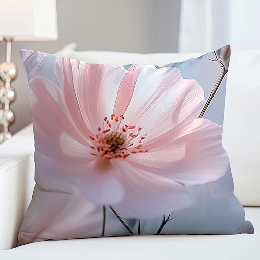 Poszewka satynowa 40x40 Rosabella pastelowe różowe kwiaty, Satynlove Premium