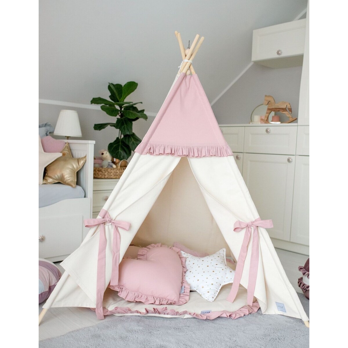 Namiot tipi dla dziewczynki Pink Frill - zestaw 5 el.