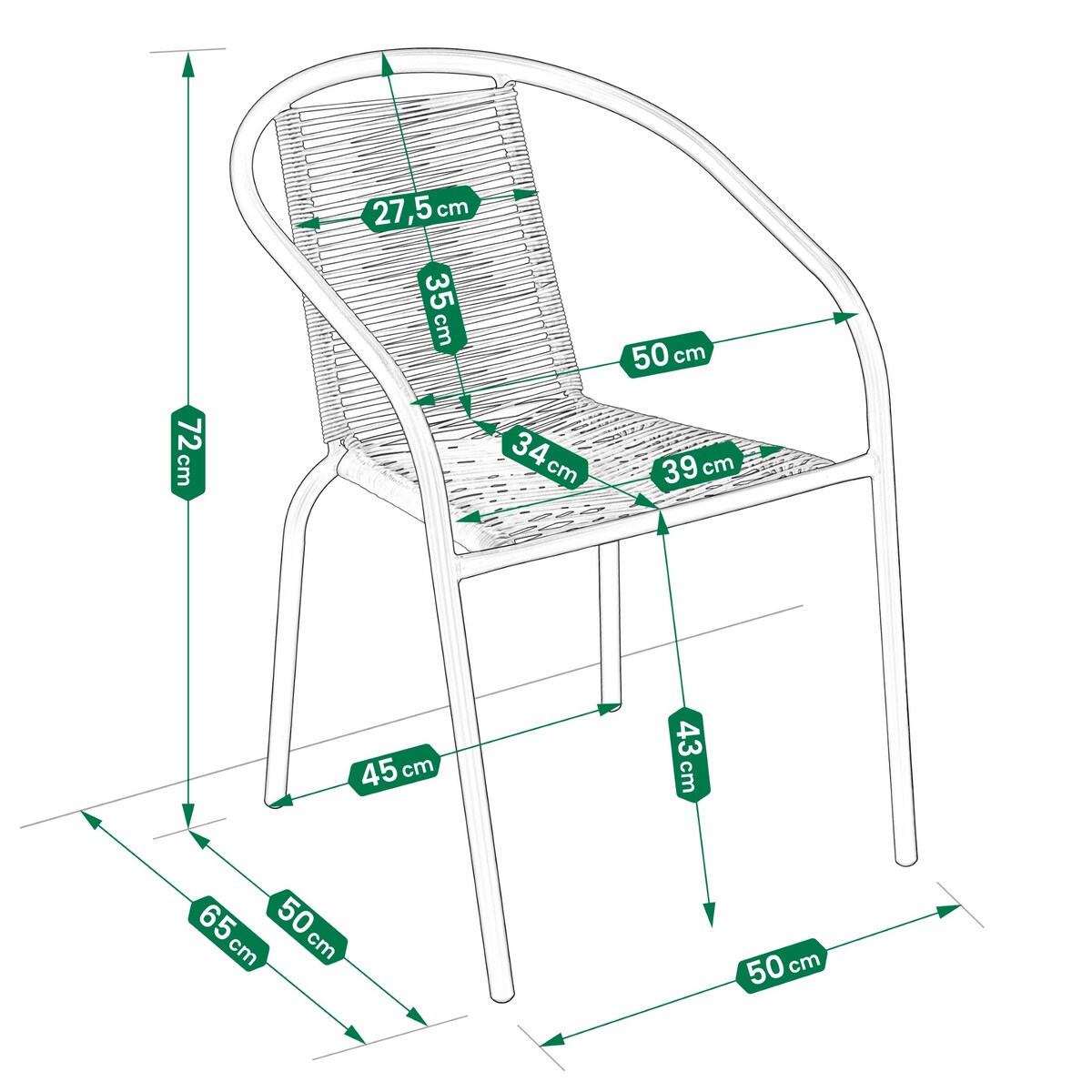 Fotel BISTRO sznurkowy wygodne KRZESŁO ogrodowe na balkon TARAS do ogrodu