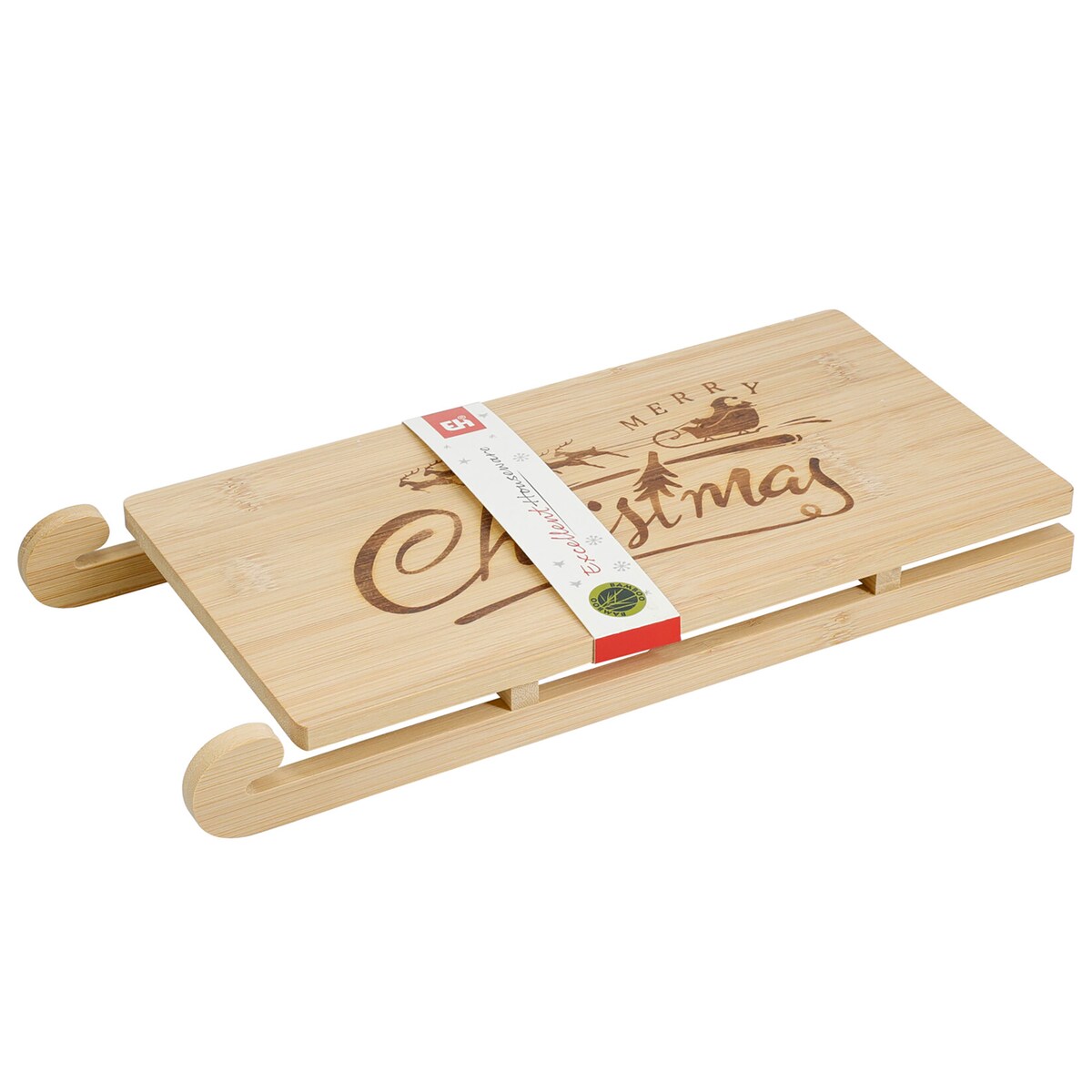 Deska Do Serwowania Świąteczna Na Boże Narodzenie Bambusowa Sanie Mikołaja