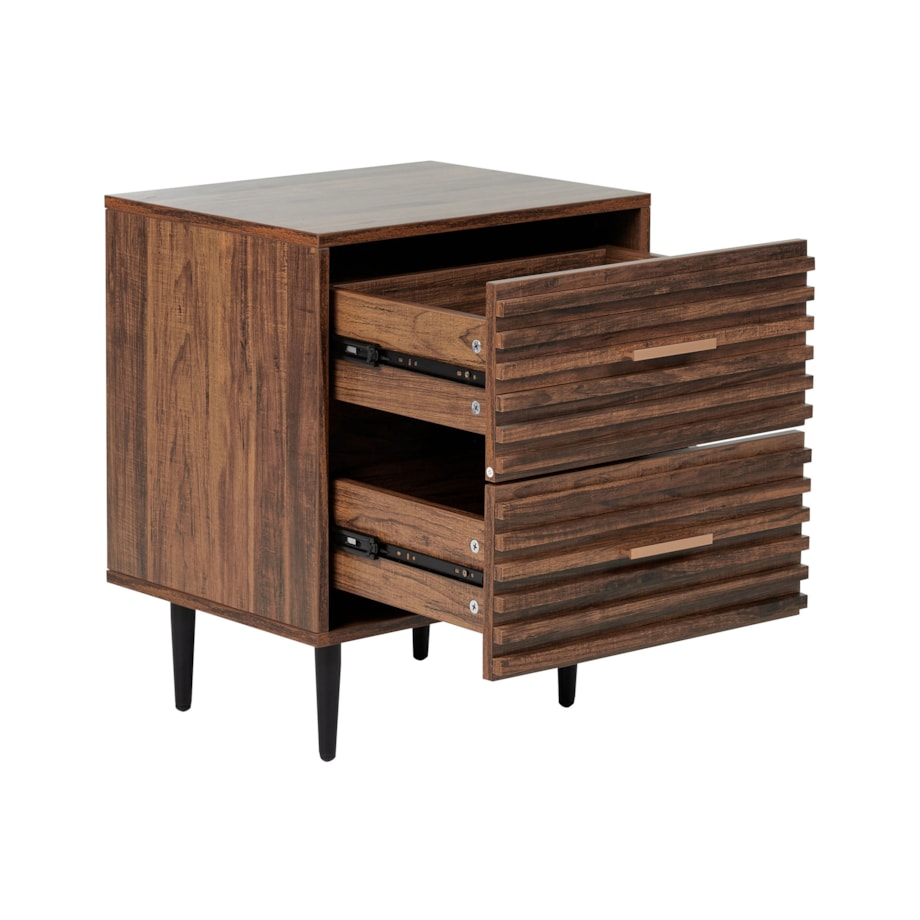 Szafka nocna 2 szuflady MDF Ciemne drewno KEITH