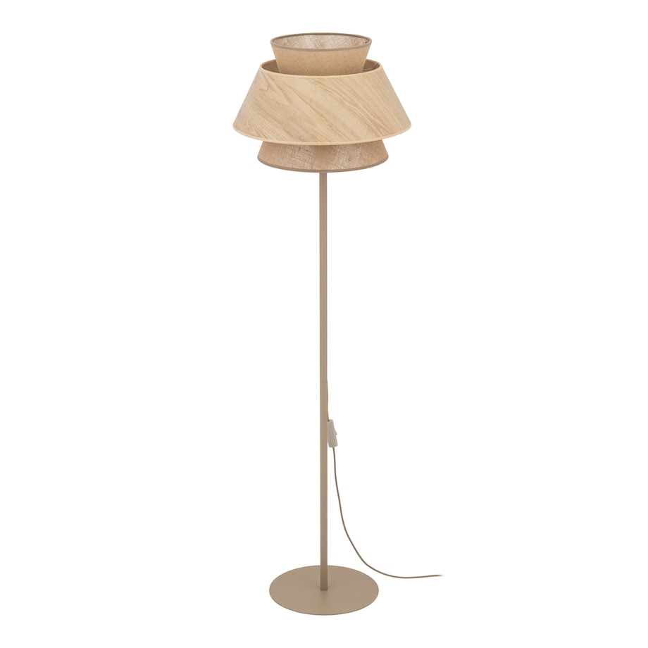 Lampa Stojąca Tk Lighting Kalum Len Fornir 1Xe27 Skandynawski, Boho, Japandi