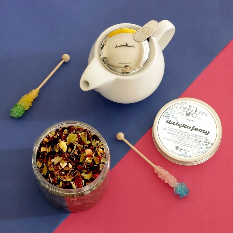 Wyśmienita sypana Herbata DZIĘKUJEMY 60g na ŚLUB WESELE KOMUNIĘ różana