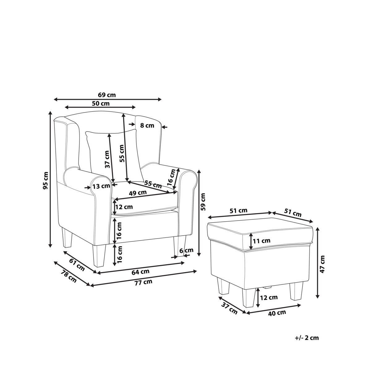 Fotel uszak z podnóżkiem w kwiaty zielony HAMAR