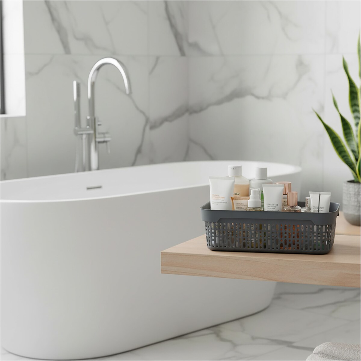 5X Koszyk Koszyczek Ażurowy Plastikowy Na Kosmetyki Do Łazienki Pojemnik Z Pokrywką Zamykany Z Dziurkami Szary Zestaw