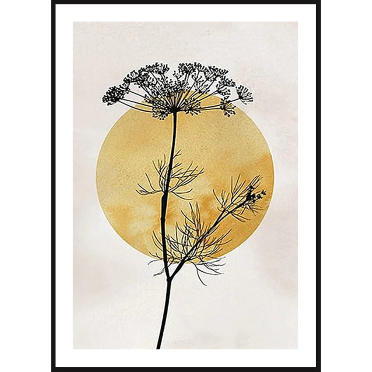 Poster Story, Plakat, Obraz - Sylwetka Czarnej Trawy na Tle Słońca, wymiary 21 x 30 cm