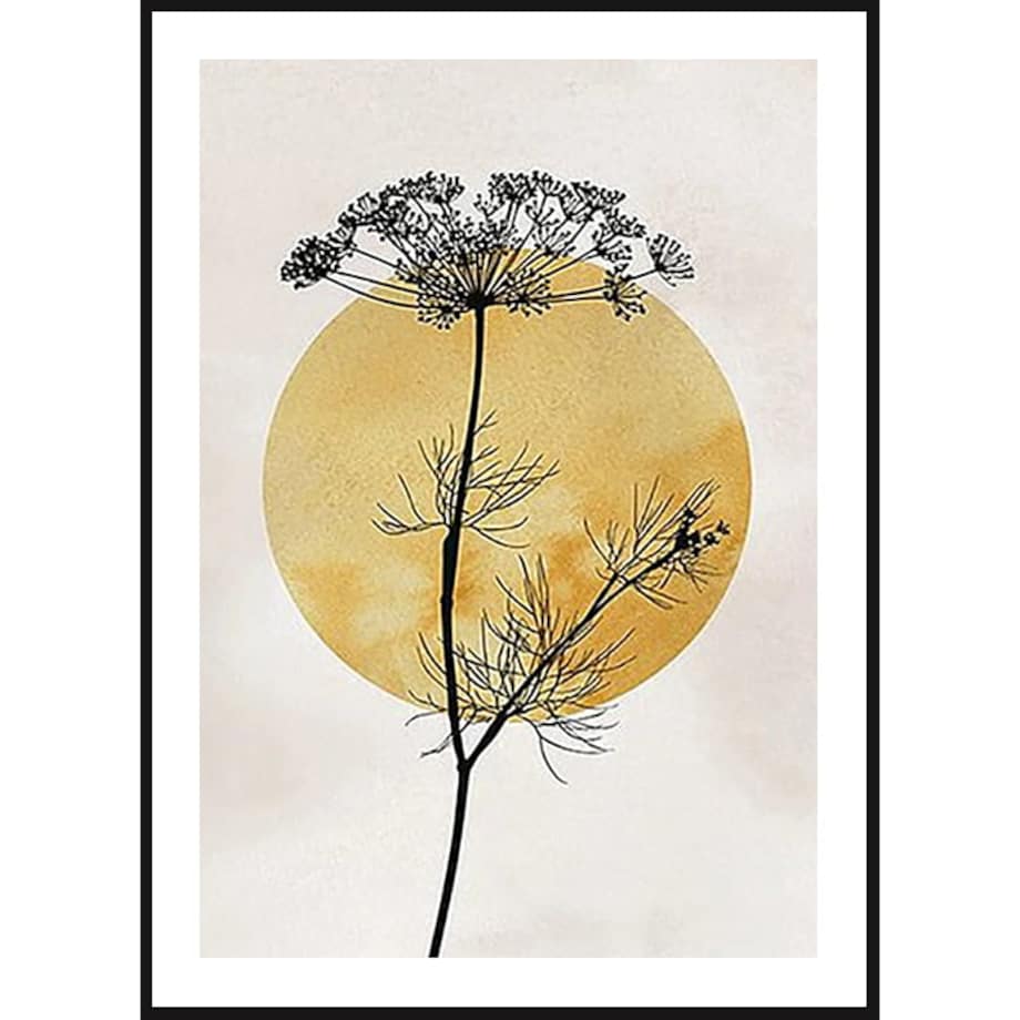 Poster Story, Plakat, Obraz - Sylwetka Czarnej Trawy na Tle Słońca, wymiary 21 x 30 cm