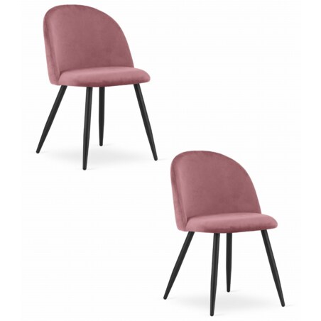 Krzesło Do Jadalni Kuchni Salonu Bello - Aksamit Ciemny Róż / Nogi Czarne X 2