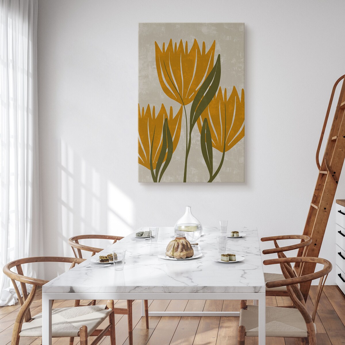 Obraz Pomarańczowe Tulipany W Stylu Boho 30x40cm