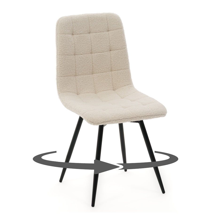 Krzesło tapicerowane obrotowe do salonu ARCO jasnobeżowy boucle