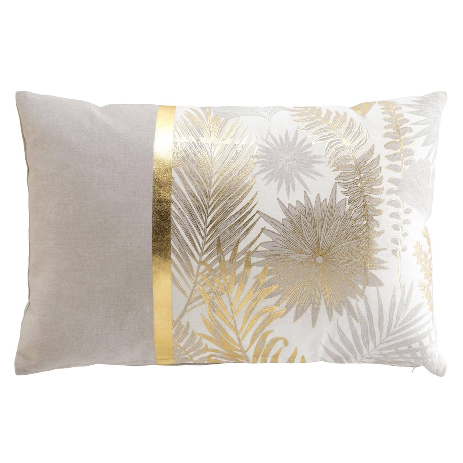 Podłużna poduszka dekoracyjna, złote liście, 40 x 60 cm