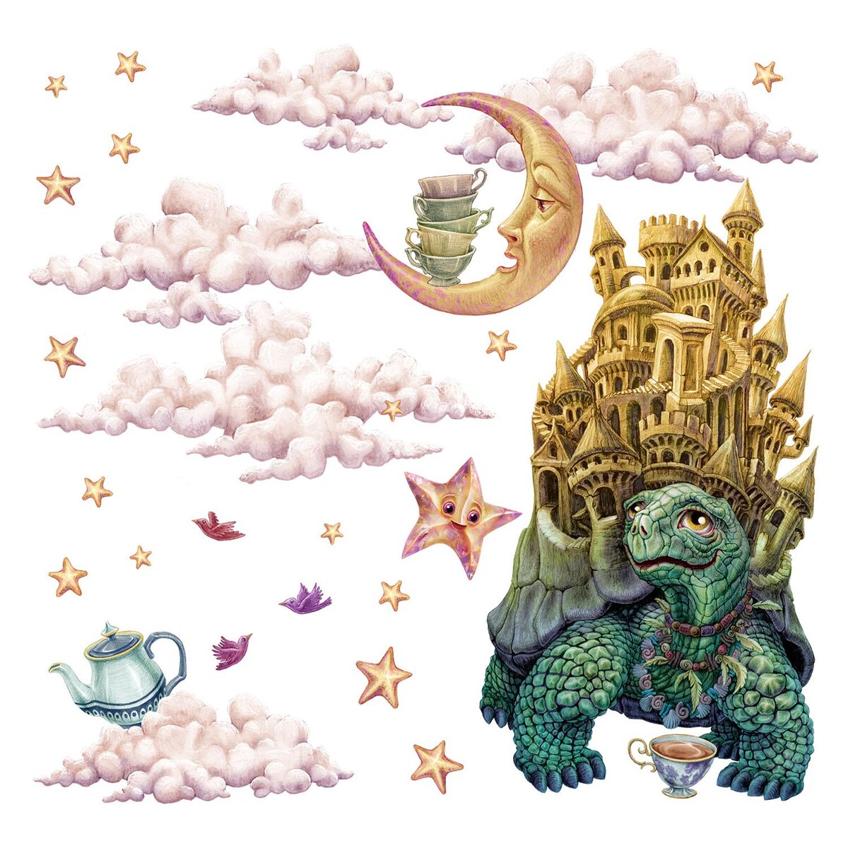 Zestaw naklejek na ścianę, Zwierzęta z bajki - żółw, 60cm