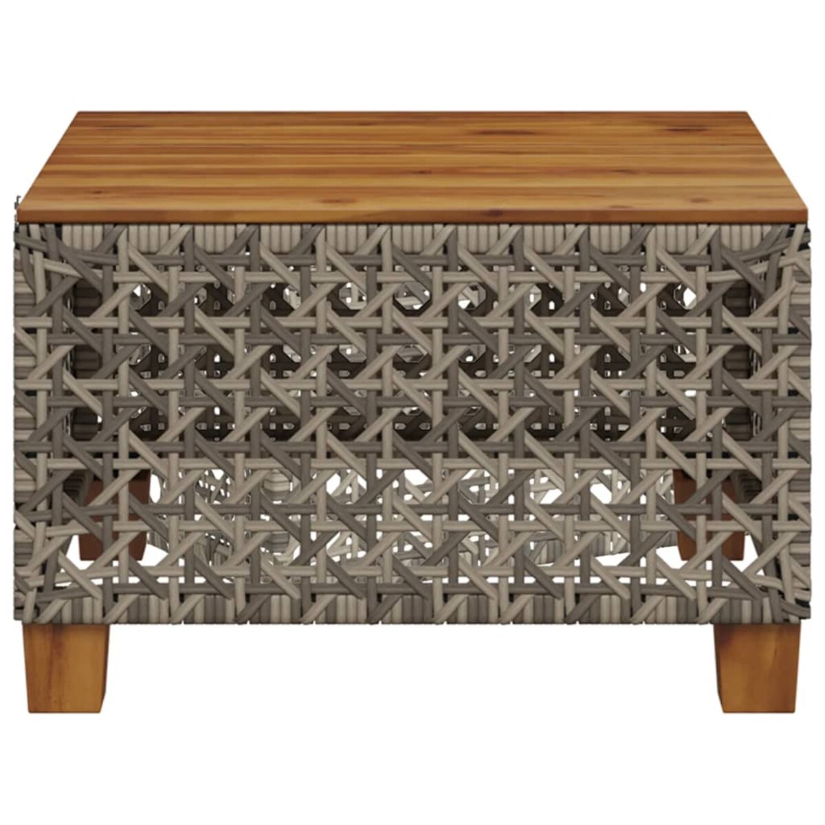 vidaXL Stolik ogrodowy, szary, 55x55x36 cm rattan PE i drewno akacjowe