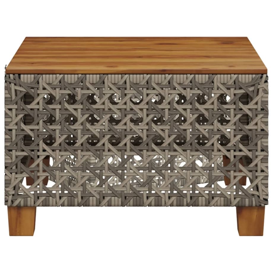 vidaXL Stolik ogrodowy, szary, 55x55x36 cm rattan PE i drewno akacjowe