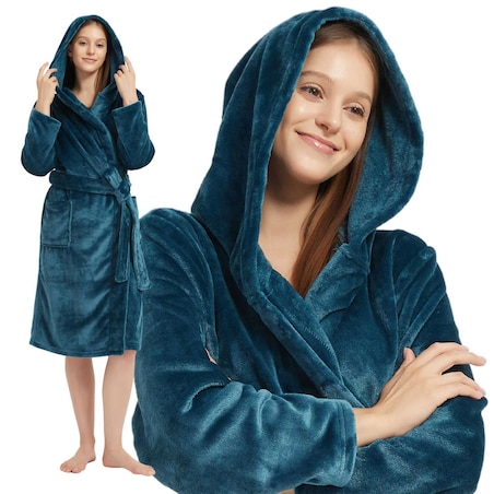 Szlafrok z Kapturem PAULO Ciemny Turkus S/M