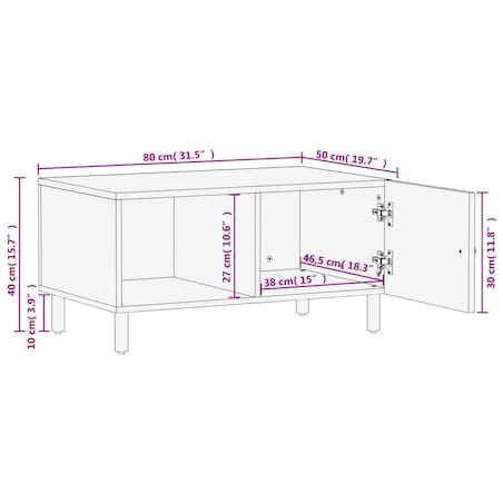vidaXL Stolik kawowy, czarny, 80x50x40 cm, lite drewno mango