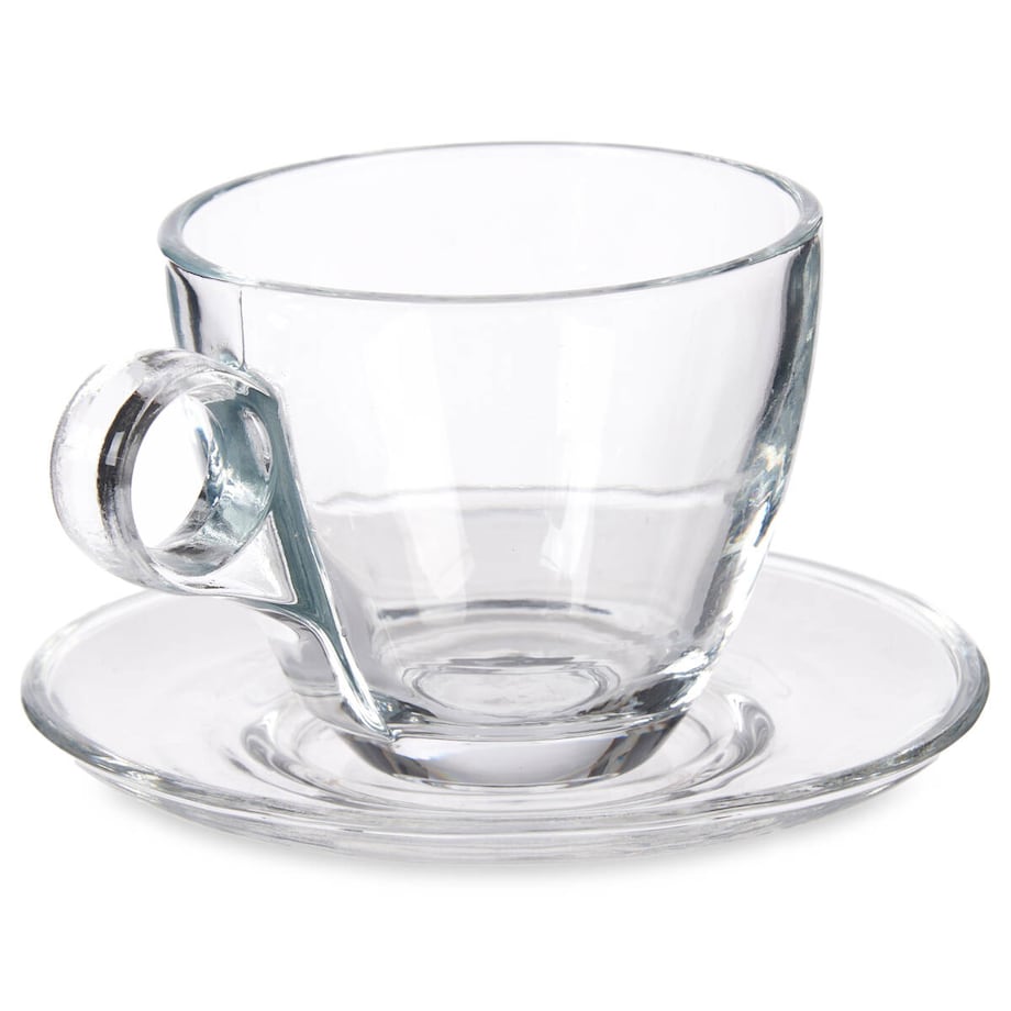 Szklane filiżanki do kawy ze spodkami, zestaw 6-kubków, 170 ml