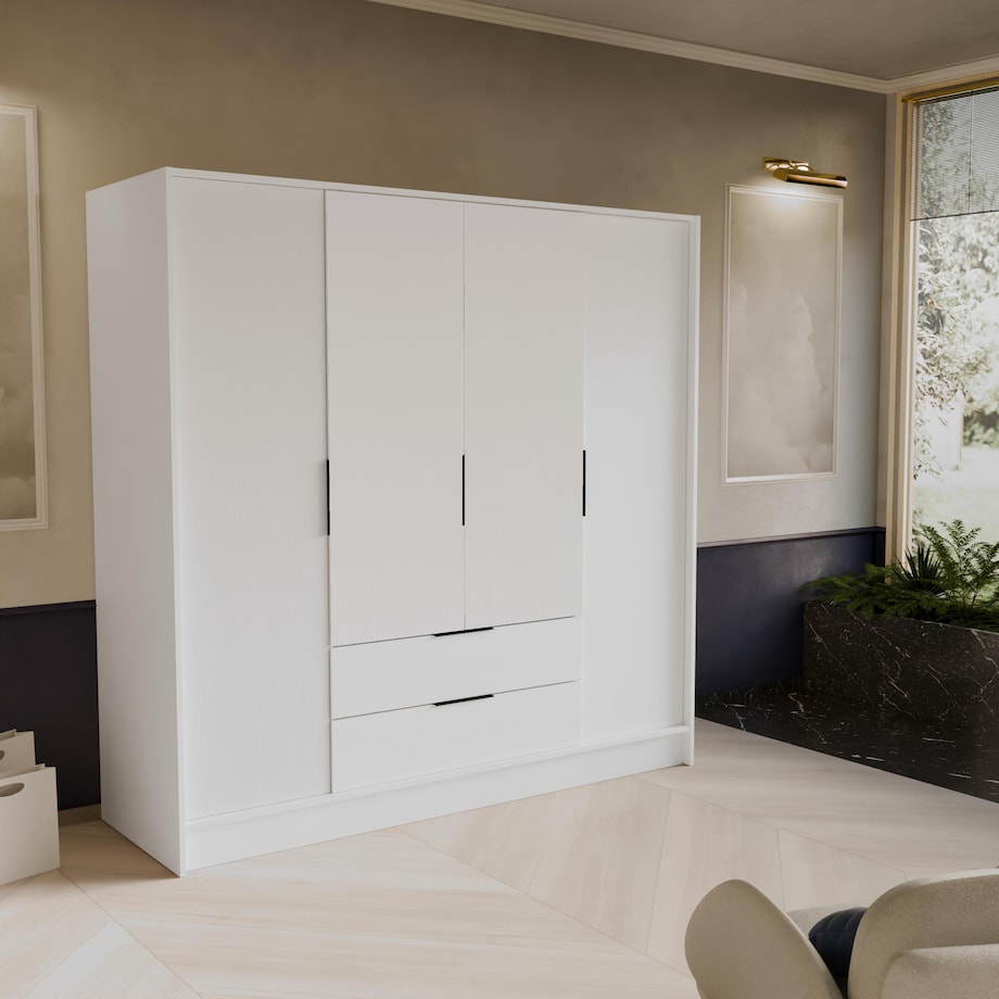 Szafa NIKOLA 200 z regulowanymi półkami, proste fronty-biała