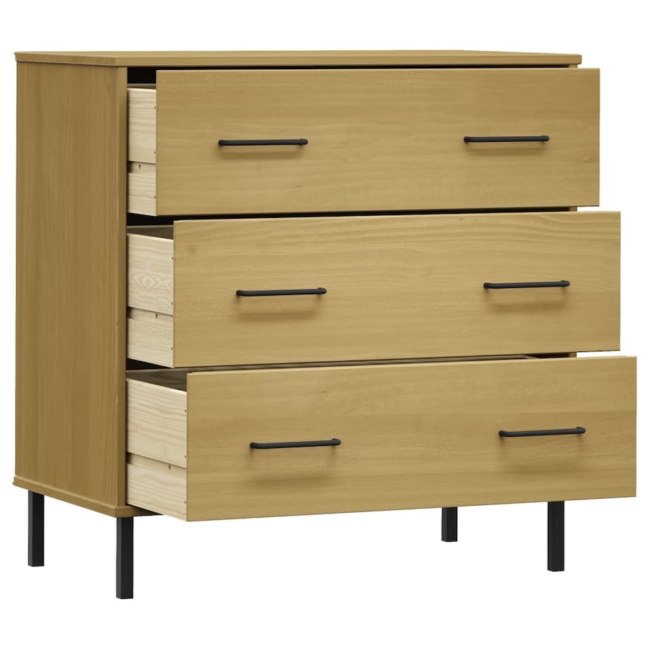 vidaXL Komoda OSLO z 3 szufladami, brązowa, 77x40x79,5 cm, lite drewno