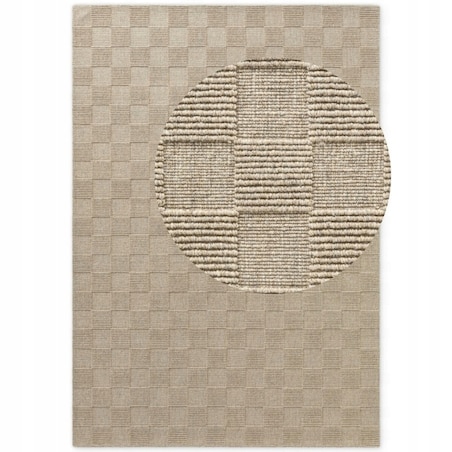 Dywan wełniany do salonu 120x170cm, beżowy nowoczesny wzór 3D