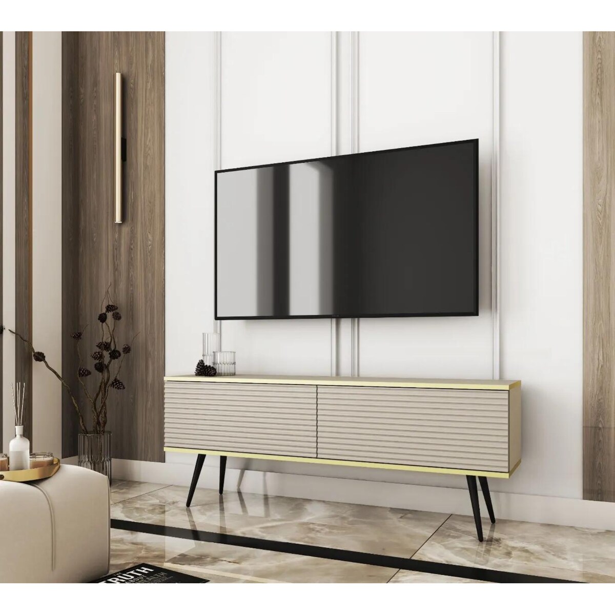 Szafka RTV KARL 3D 135cm wisząca/stojąca kaszmirowy mat