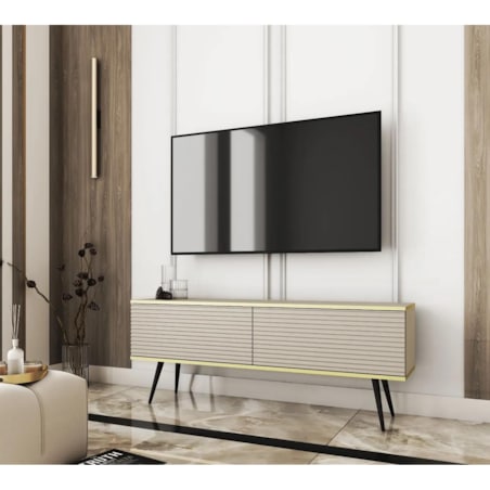 Szafka RTV KARL 3D 135cm wisząca/stojąca kaszmirowy mat