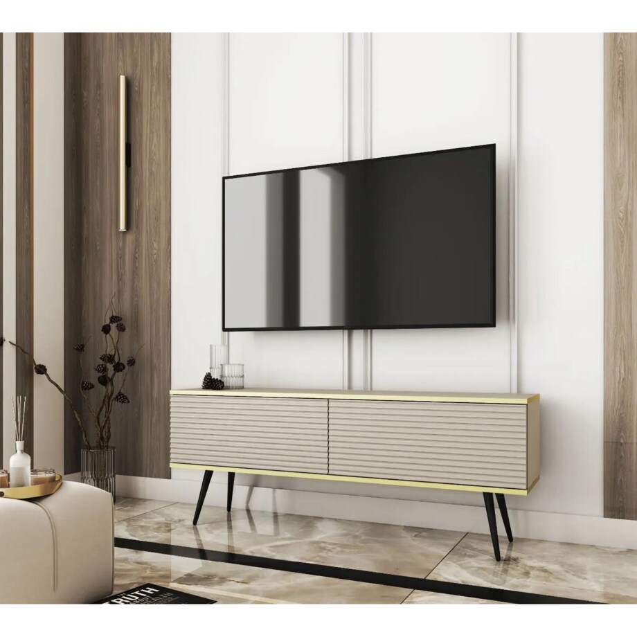 Szafka RTV KARL 3D 135cm wisząca/stojąca kaszmirowy mat