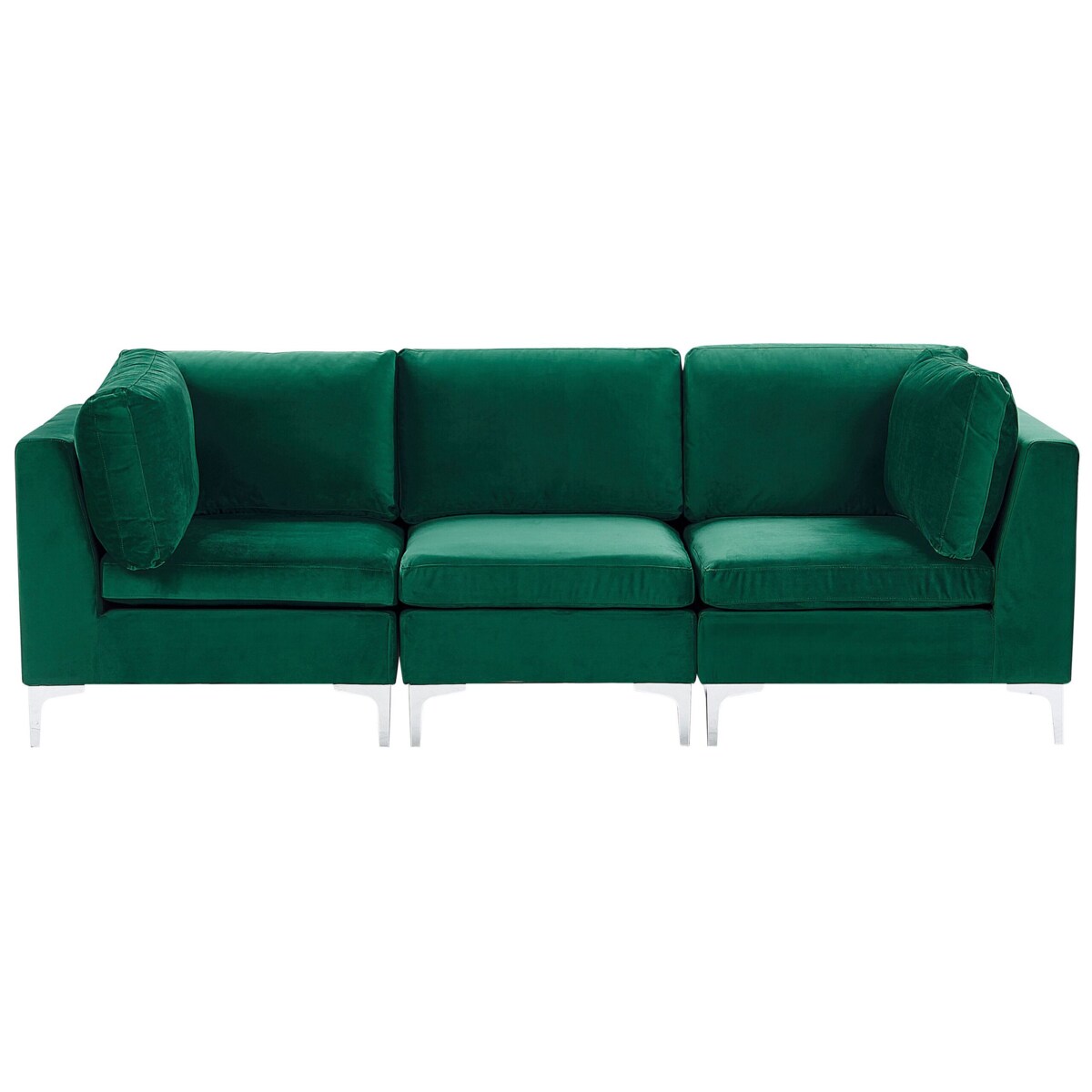 Sofa modułowa 3-osobowa welurowa zielona EVJA