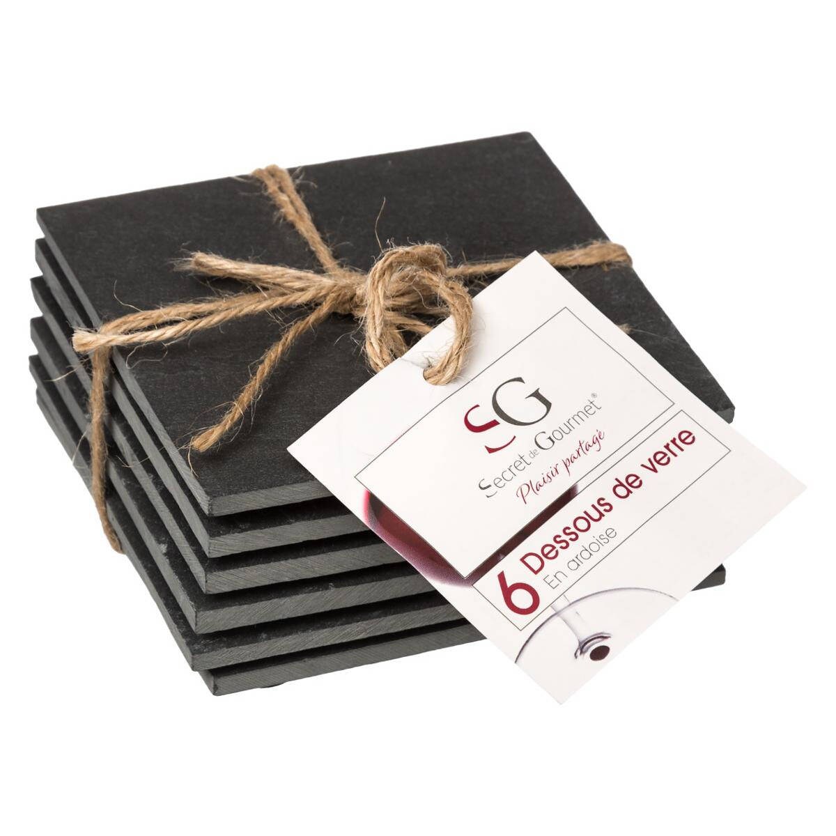 Podkładki pod kubek z łupka, 10 x 10 cm, 6 sztuk