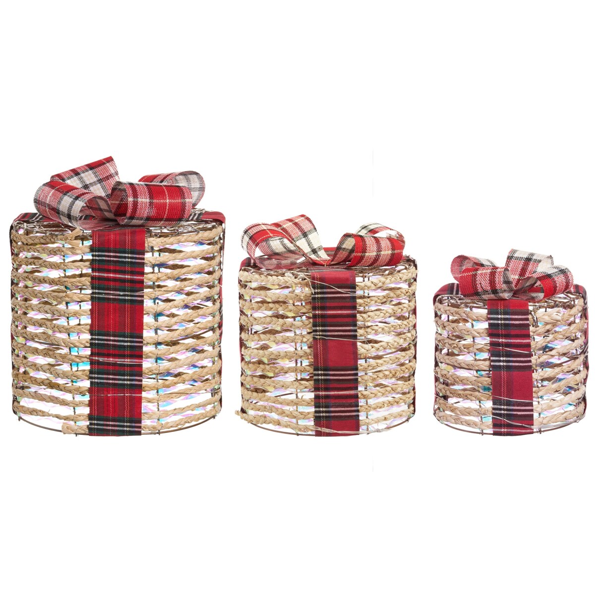 Zestaw 3 dekoracji świątecznych LED VEJLEN Prezenty świąteczne 20/25/30 cm Beżowy