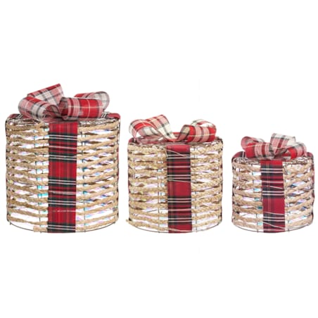 Zestaw 3 dekoracji świątecznych LED VEJLEN Prezenty świąteczne 20/25/30 cm Beżowy