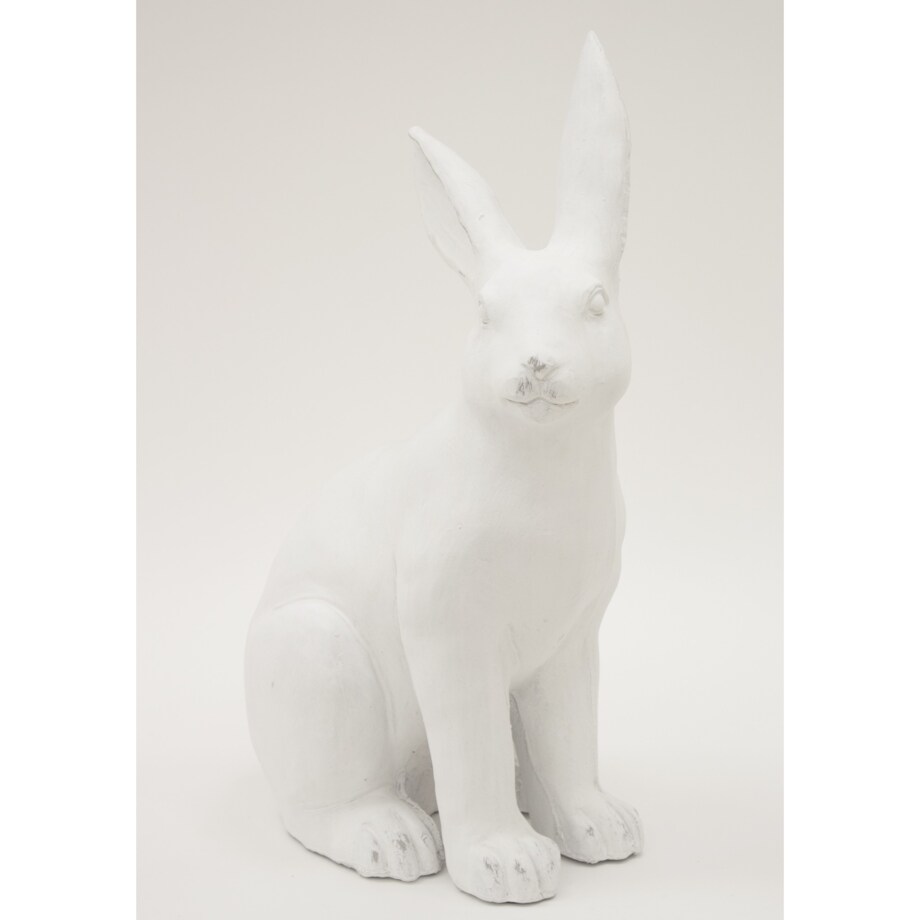 Dekoracja - siedzący biały królik 48,5x26,5x19,5 cm ALBUS-2 duży