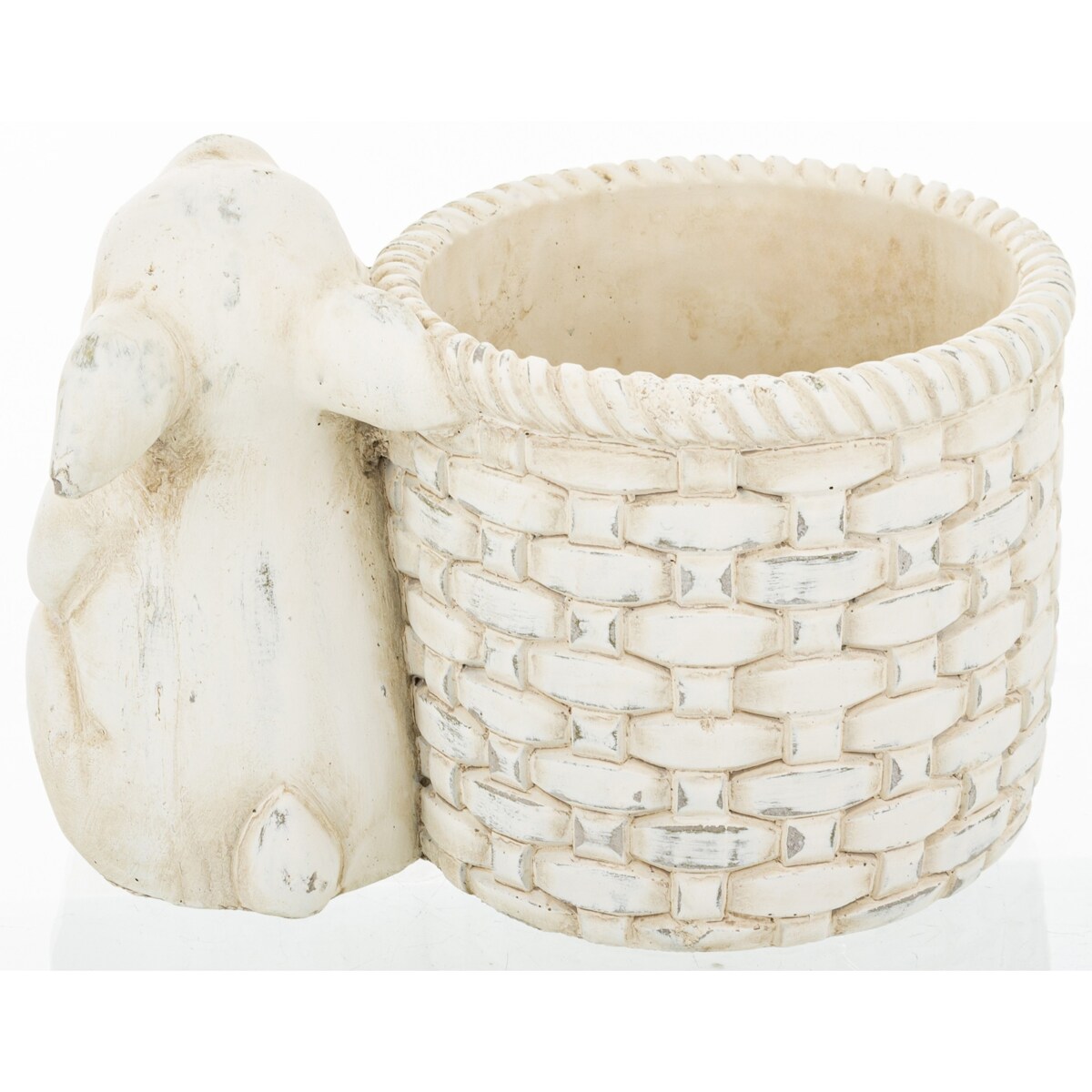 Osłonka na doniczkę - 17x24x16 cm królik i jego beżowy koszyk