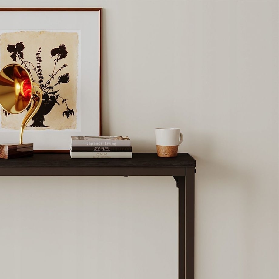 Stolik boczny czarny konsola do przedpokoju pojemna wysoka stół półka 80cm