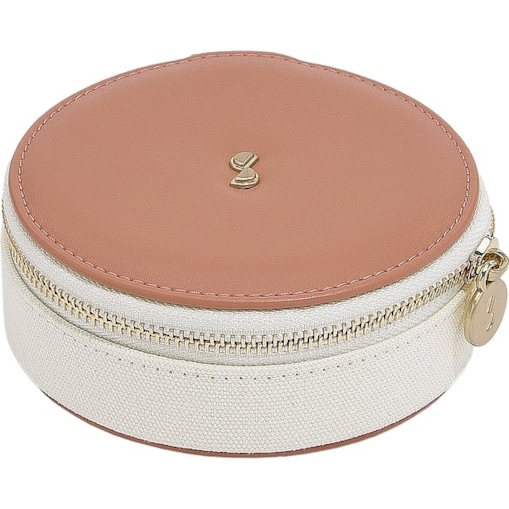 Pudełko podróżne na biżuterię Stackers Wave okrągłe kremowo-brzoskwiniowe