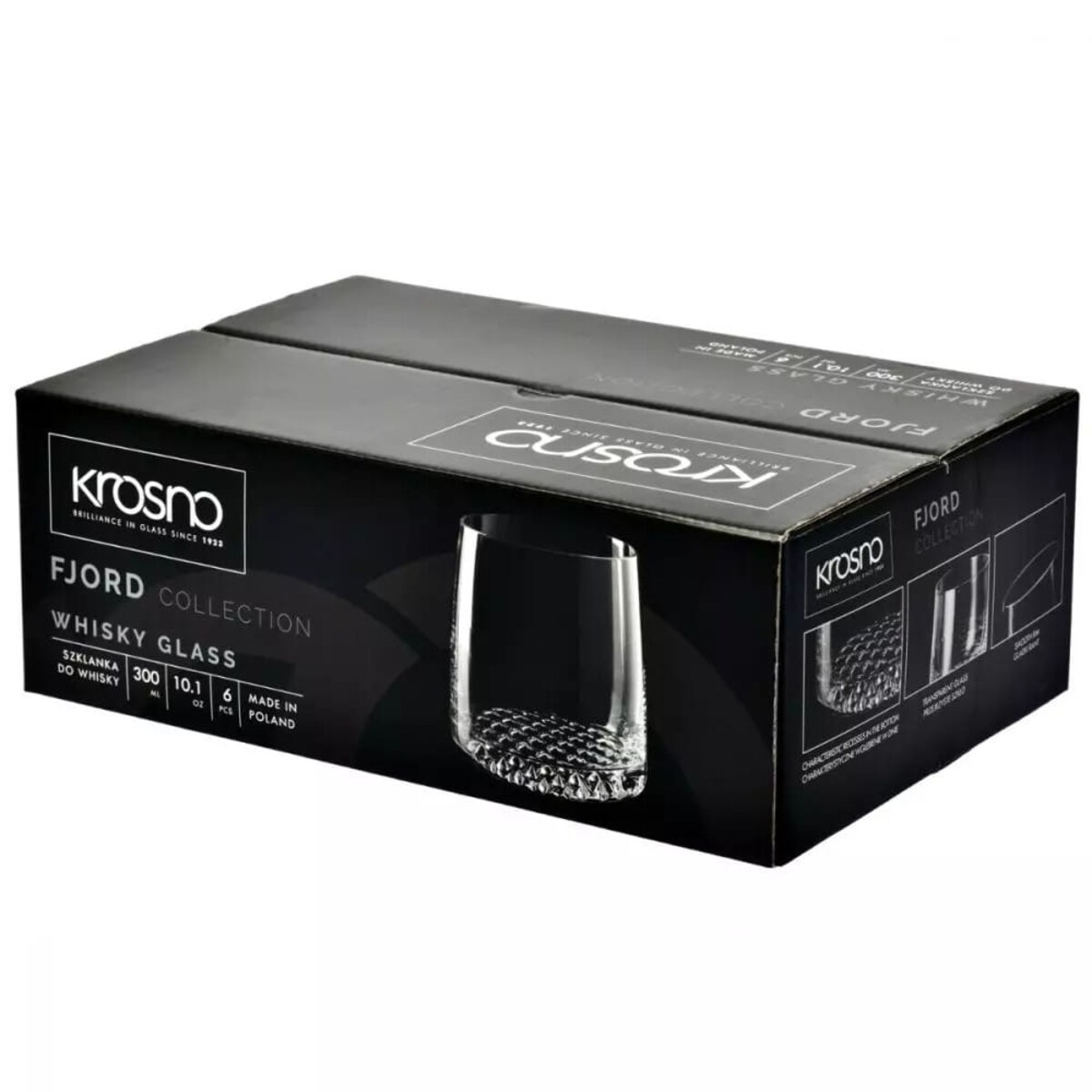 Zestaw Szklanek do Whisky mocnych Alkoholi Grube Dno 6 x 300 ml Krosno Fjord