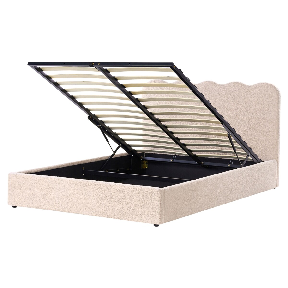 Łóżko z pojemnikiem Boucle NANTERRE 160 x 200 cm Beżowy