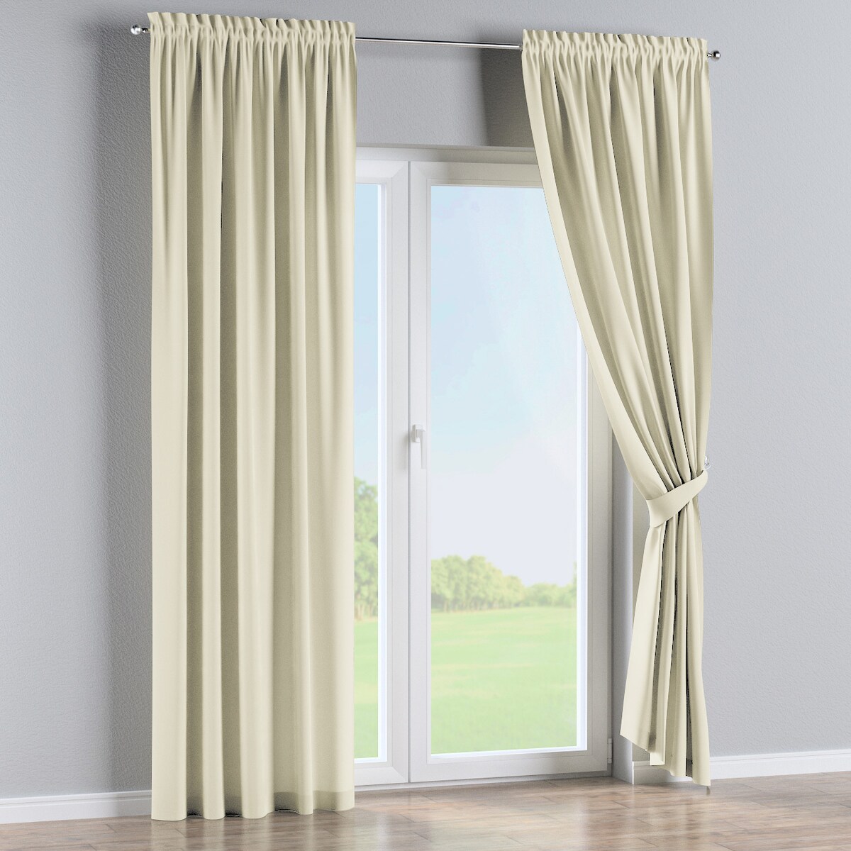 Zasłona na kanale z grzywką 1 szt. 130x260 kremowy