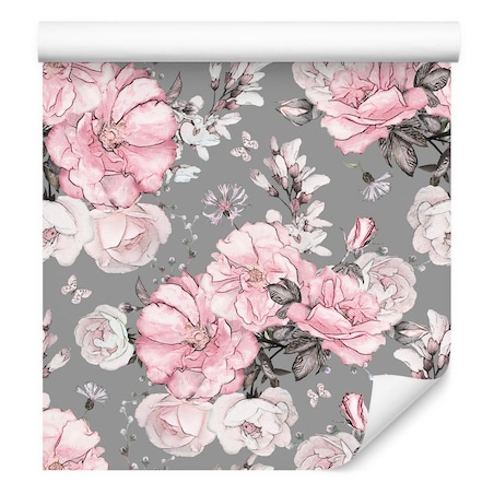 Tapeta pastelowe kwiaty róże liście natura