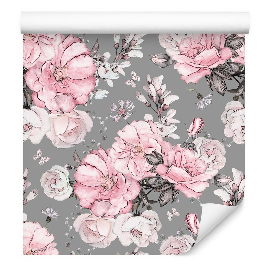 Tapeta pastelowe kwiaty róże liście natura