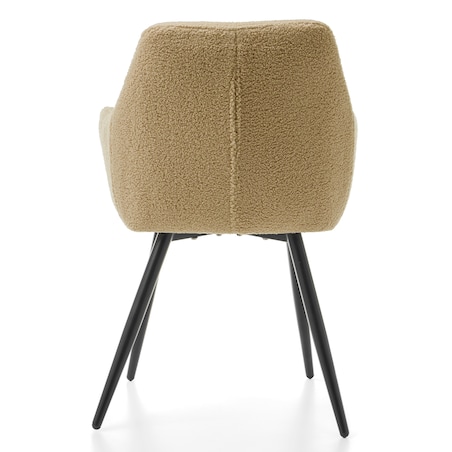 KRZESŁO TAPICEROWANE PIKOWANE TKANINA BOUCLE TEDDY BUKLA BEŻ