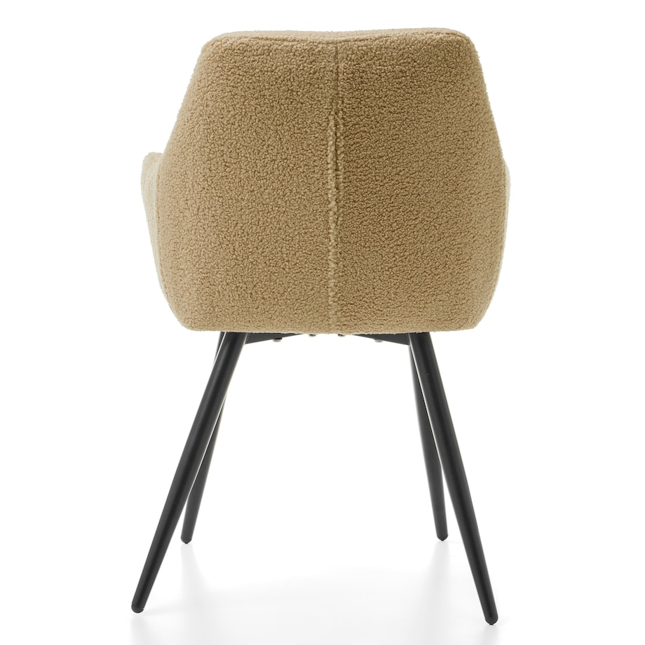 KRZESŁO TAPICEROWANE PIKOWANE TKANINA BOUCLE TEDDY BUKLA BEŻ