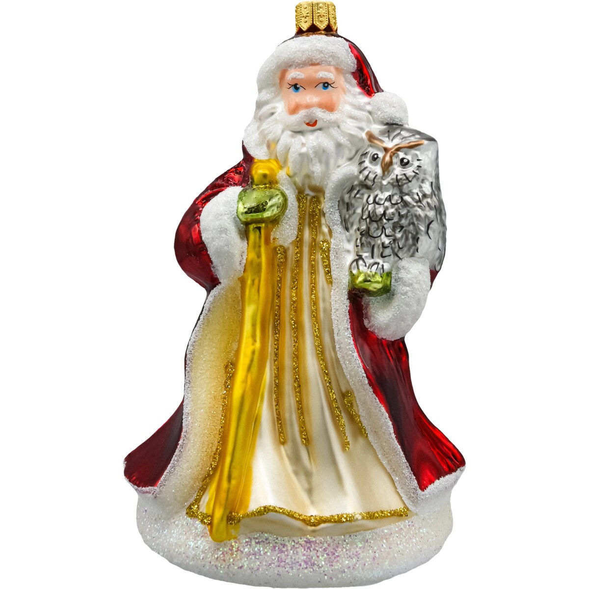 Bombka choinkowa: Święty Mikołaj z sową