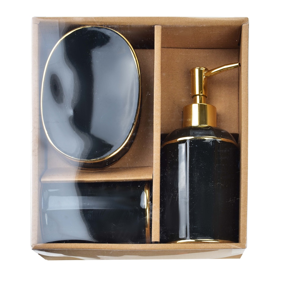 CIRI BLACK Komplet łazienkowy czarno-złoty 350ml