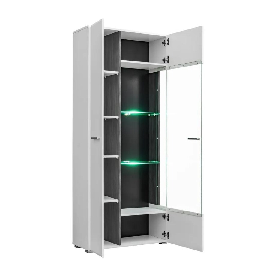 Witryna SOLIDO TWIN sosna czarna/biały połysk